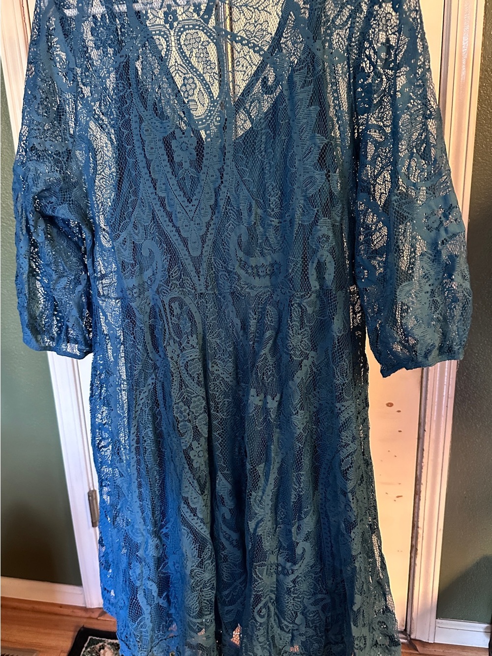 torrid Teal Lace V-Neck 3/4 Sleeve Dress